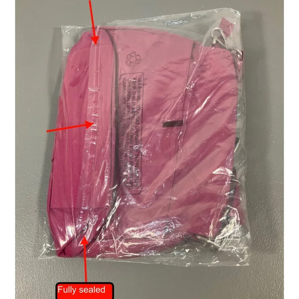 Baggallini Amanda RFID Crossbody Bag - Washable Nylon, Fuschia, Secure & Stylish - Picture 5 of 7